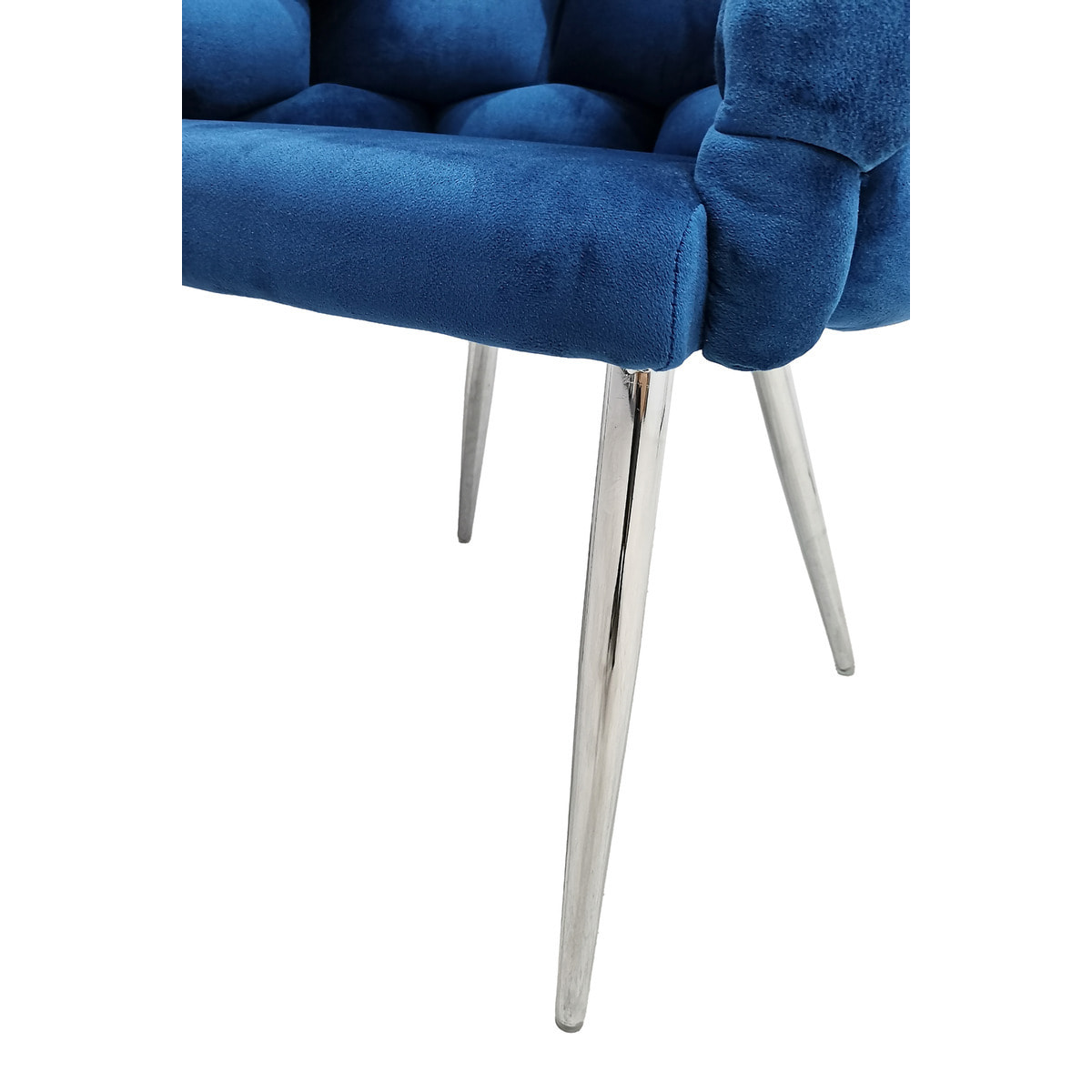 Set di 2 sedie Grace in velluto blu intrecciato con gambe nere