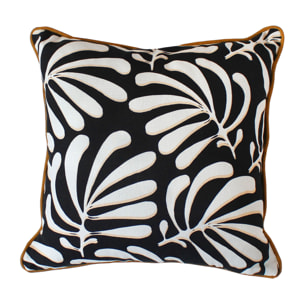 Coussin carré déhoussable design abstrait - Noir