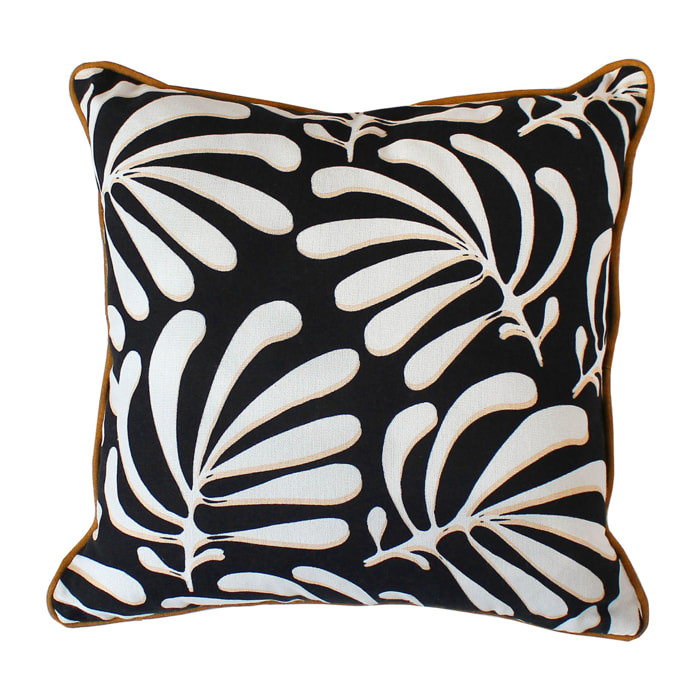 Coussin carré déhoussable design abstrait - Noir