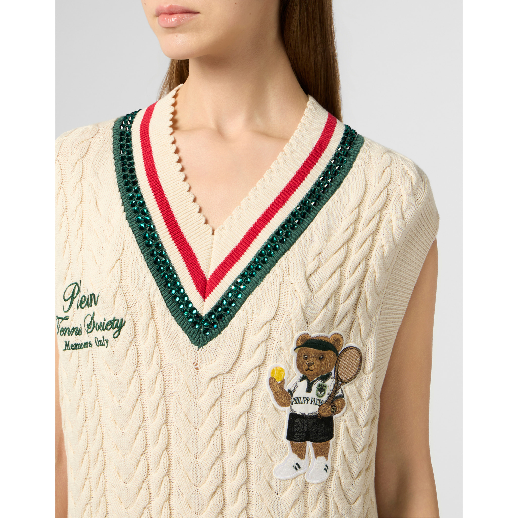 PHILIPP PLEIN V-Neck Gilet Tennis Club
