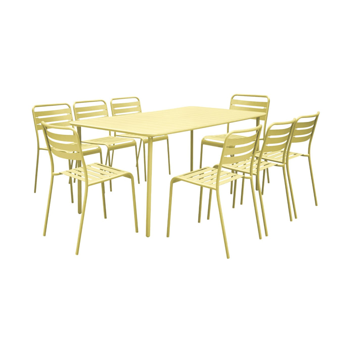 Table de jardin métal + 8 assises AMÉLIA
