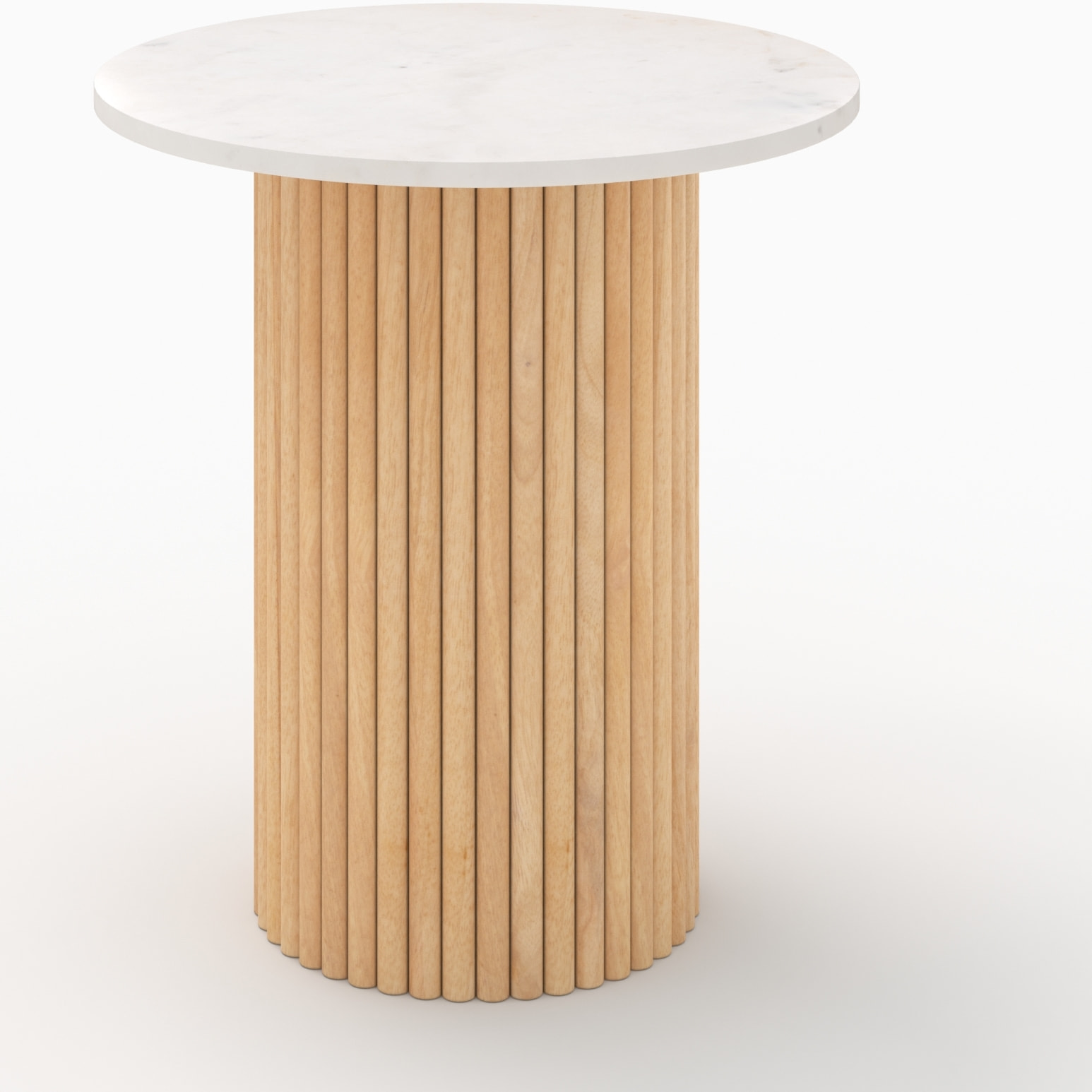 Table d'appoint en marbre et bois de manguier D40 cm - Agathe