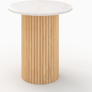 Table d'appoint en marbre et bois de manguier D40 cm - Agathe