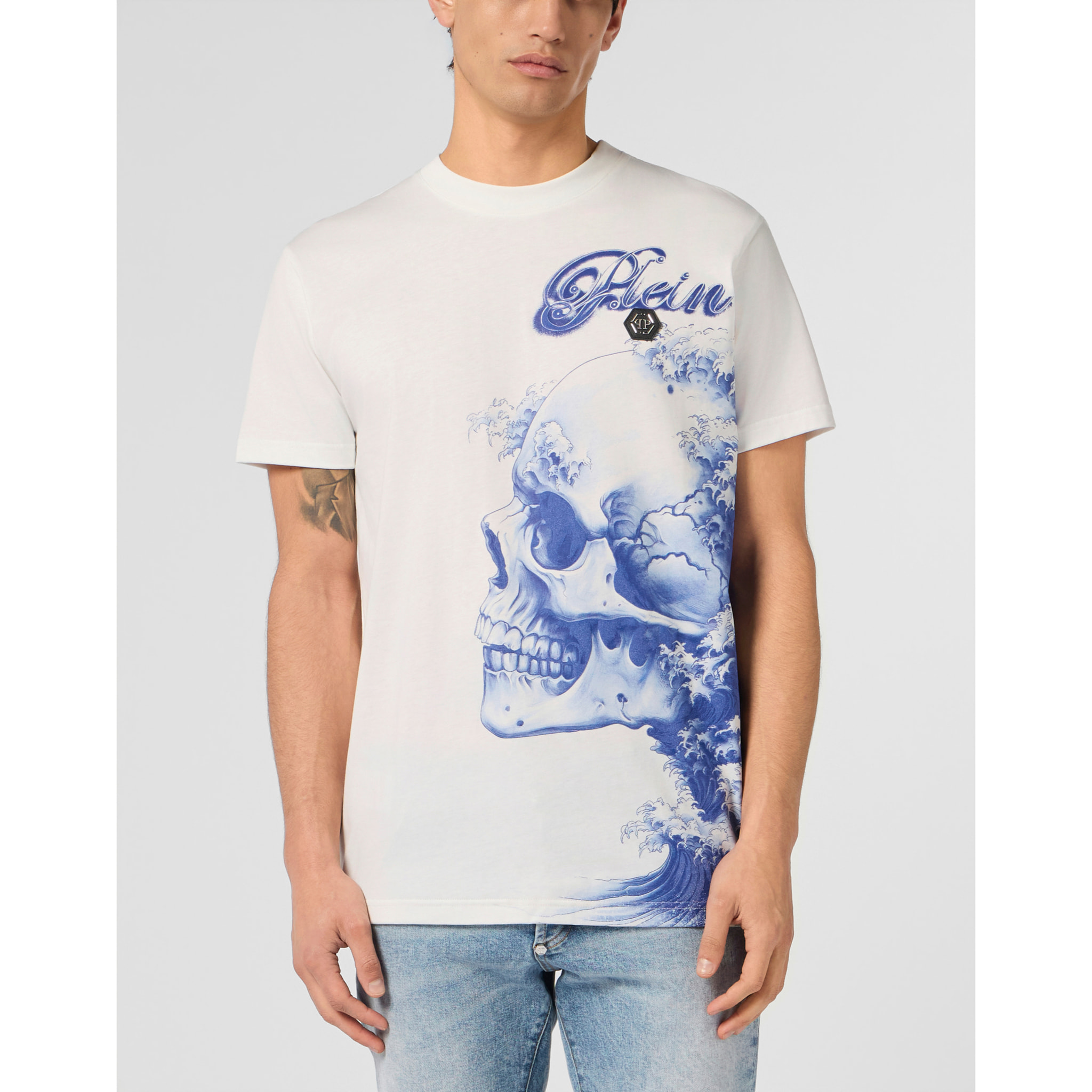 PHILIPP PLEIN Round Neck T-Shirt Ceramic Skull
