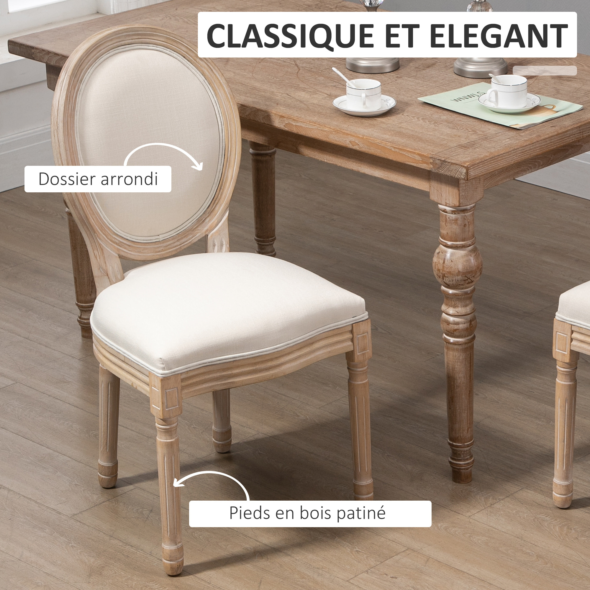 Lot de 2 chaises médaillon – Style Louis XVI – Élégance classique