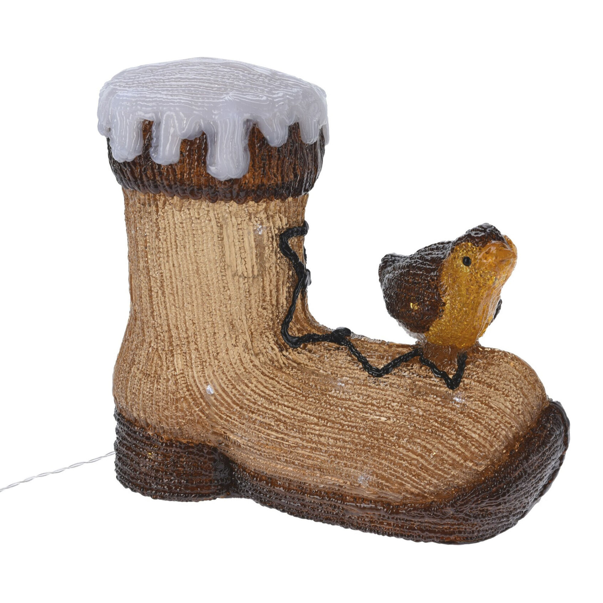 Decoración navideña de bota con pajaritos con 30 luces led 31x13x28cm