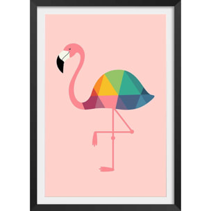 Affiche  flamingo so girly Affiche + cadre en bois - Noir