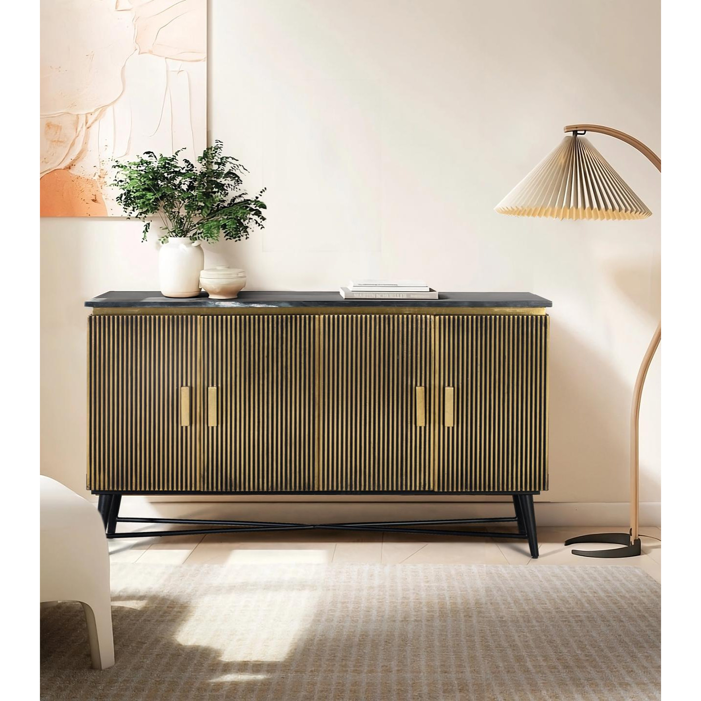 Aparador de Madera de Mango Estilo Clásico Moderno