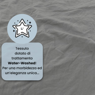 PARURE COPRIPIUMINO WATER WASHED, 100% Microfibra, No Stiro - GRIGIO CHIARO