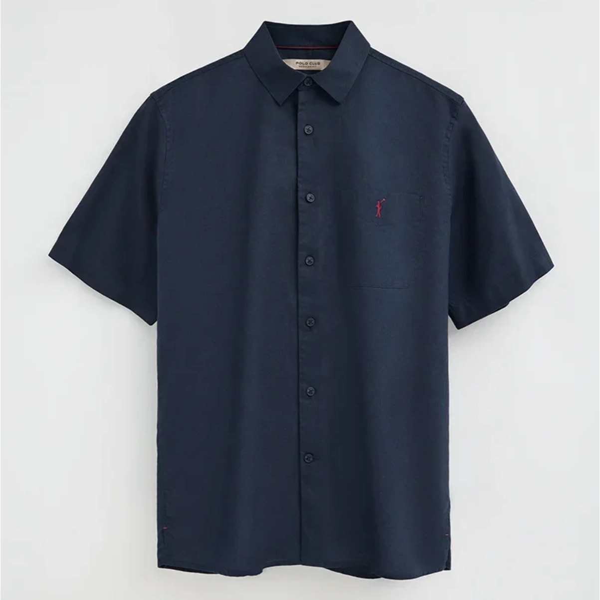 Camisa cotolino azul marino de manga corta y corte regular con logo Rigby Go