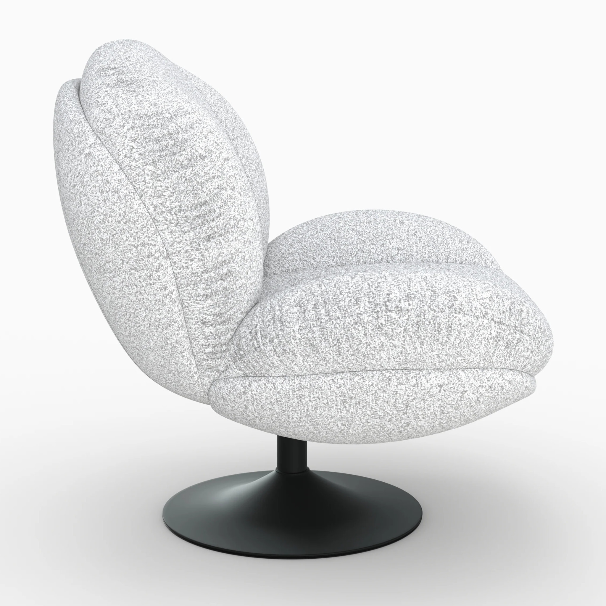 Fauteuil pivotant en tissu bouclé gris chiné - Ricci