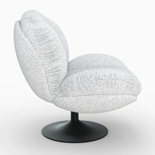 Fauteuil pivotant en tissu bouclé gris chiné - Ricci