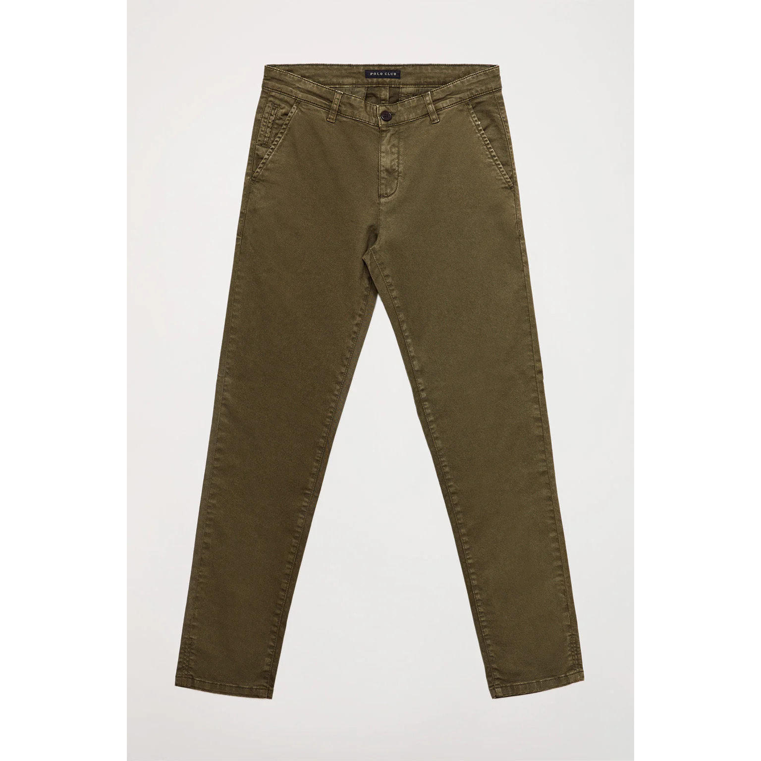 Pantalón chino verde oscuro de corte slim con logo Polo Club en bolsillo trasero