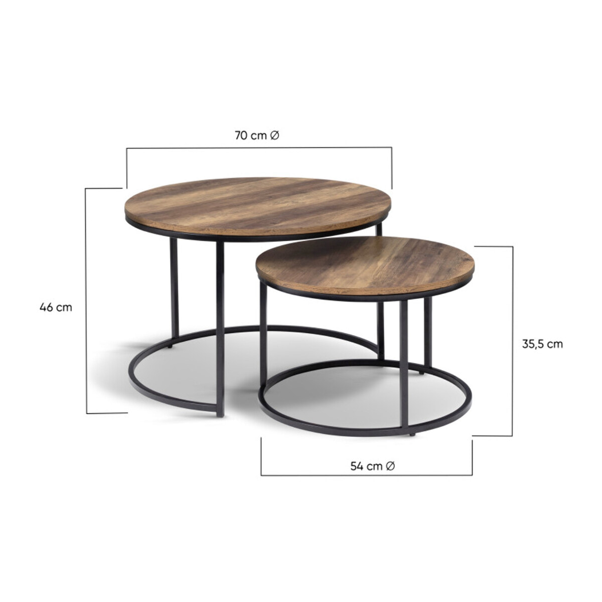 Table basses rondes gigognes Eliza - lot de 2
