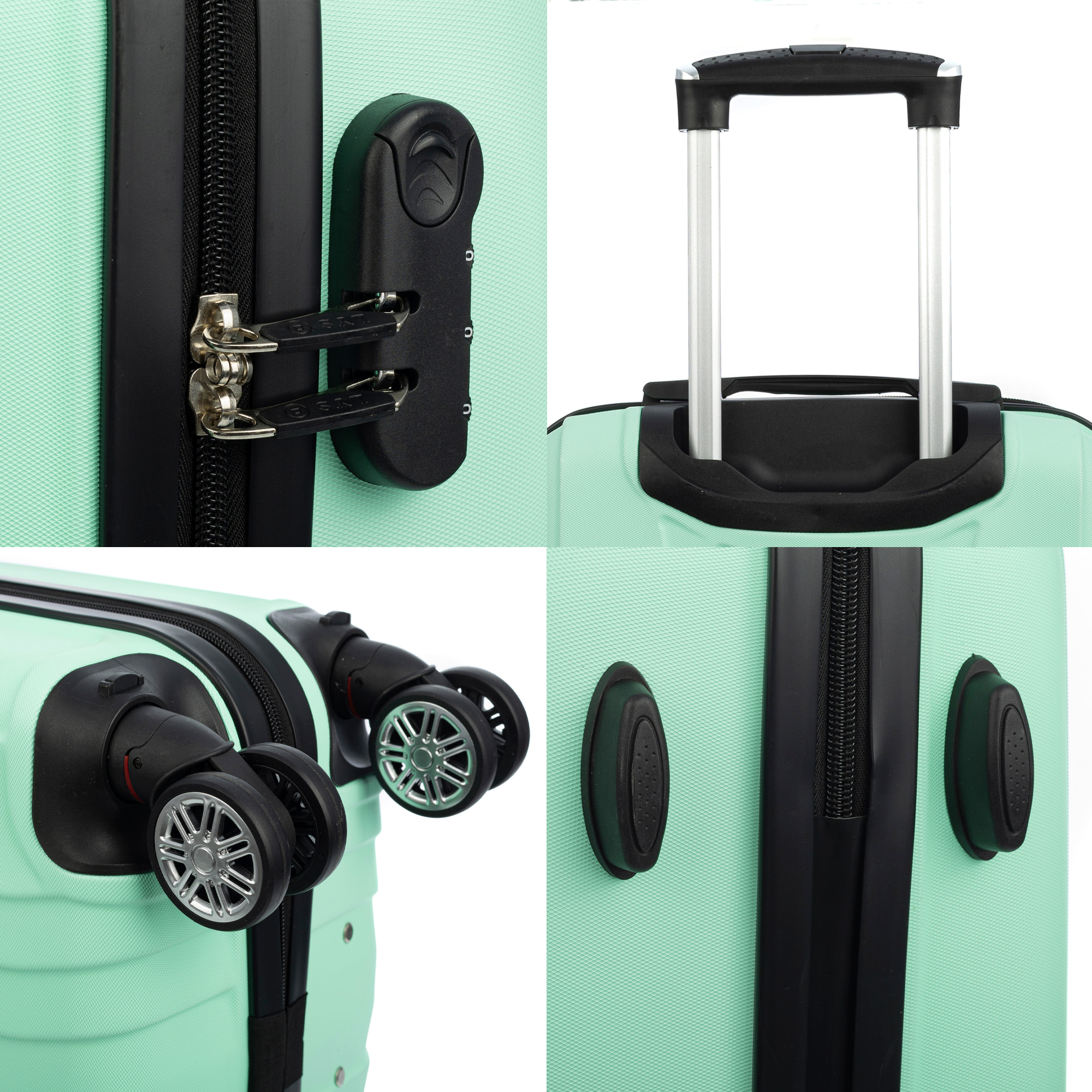 Valigia da cabina Trolley in materiale leggero in ABS ad alta resistenza. Serratura numerica, 4 ruote doppie rimovibili e girevoli a 360°. 57x38x20 cm.