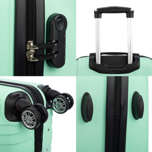 Valigia da cabina Trolley in materiale leggero in ABS ad alta resistenza. Serratura numerica, 4 ruote doppie rimovibili e girevoli a 360°. 57x38x20 cm.