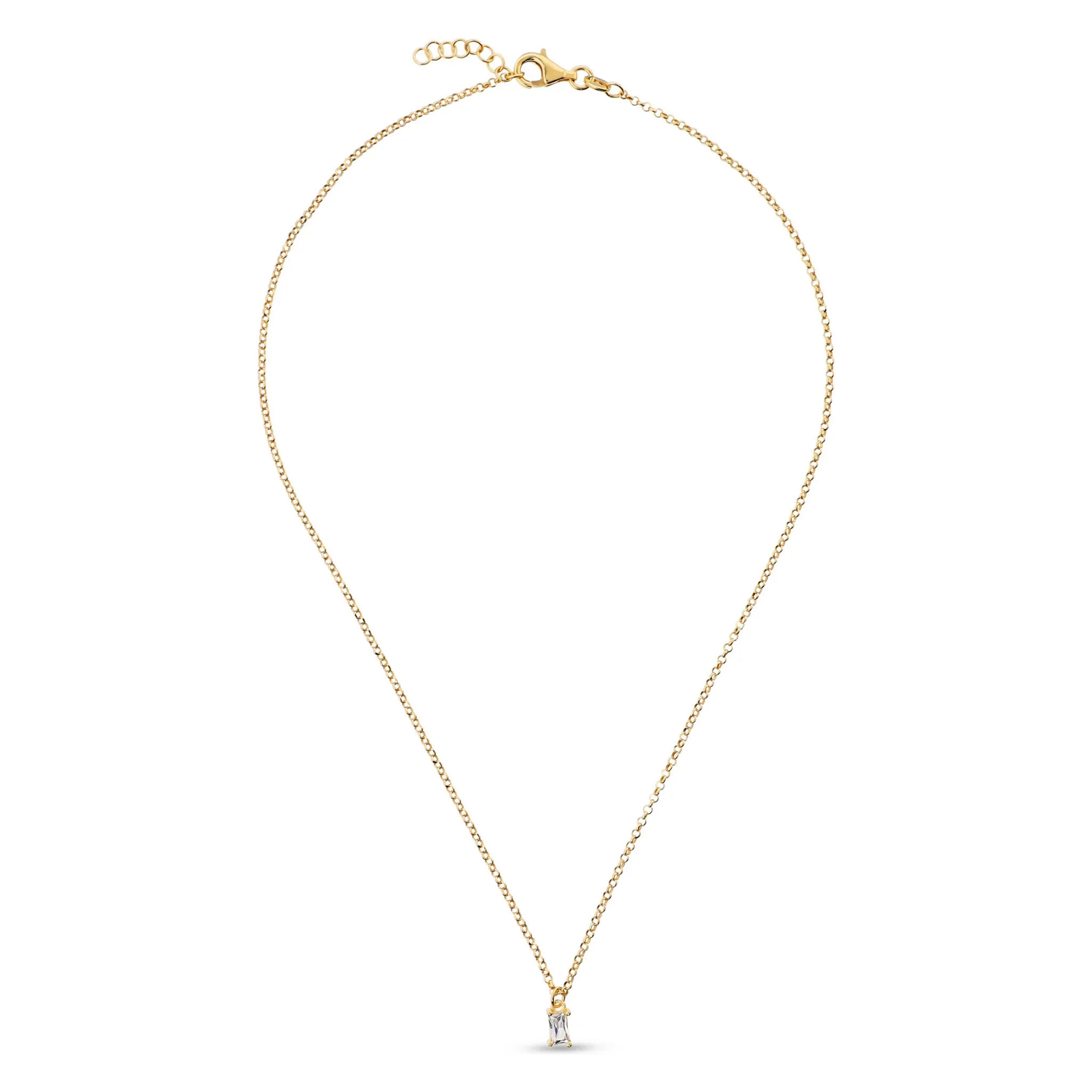 Collana in Argento 925 placcato Rodio con Cubic Zirconia a Baguette