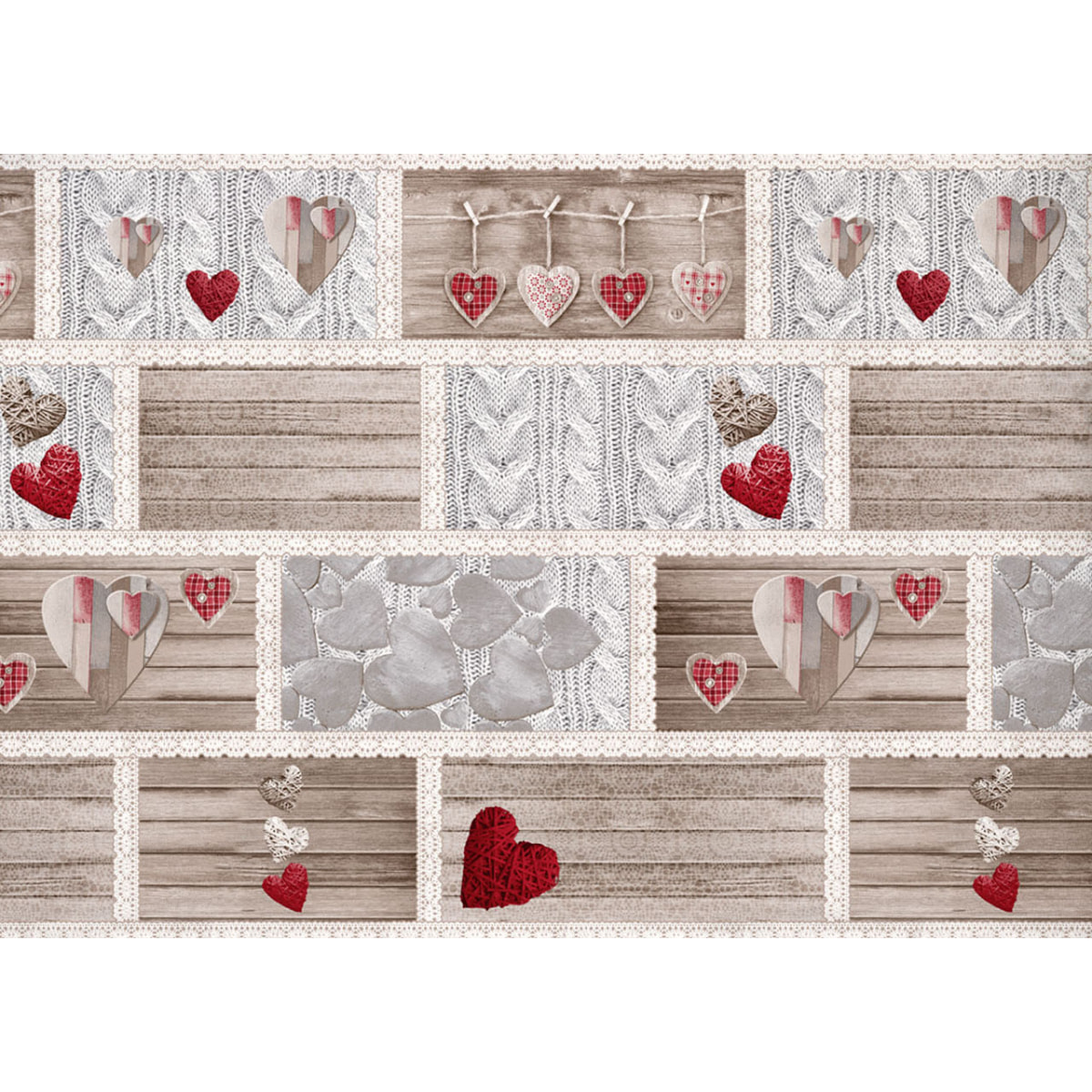 Telo Arredo Multiuso Copritutto 100% Cotone Shabby Love Rosso