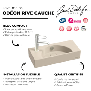 Lave-mains compact 50 cm Odéon Rive Gauche 1 trou de robinetterie à gauche Argile satiné