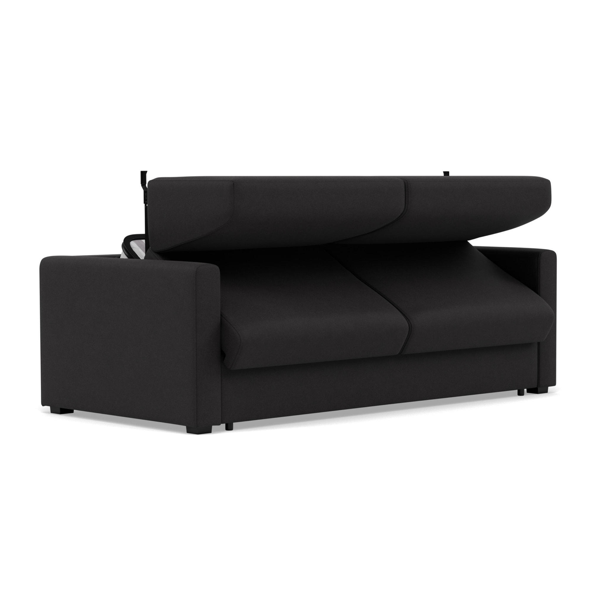 Julia - canapé 3 places convertible couchage quotidien matelas 14 cm en tissu - Noir