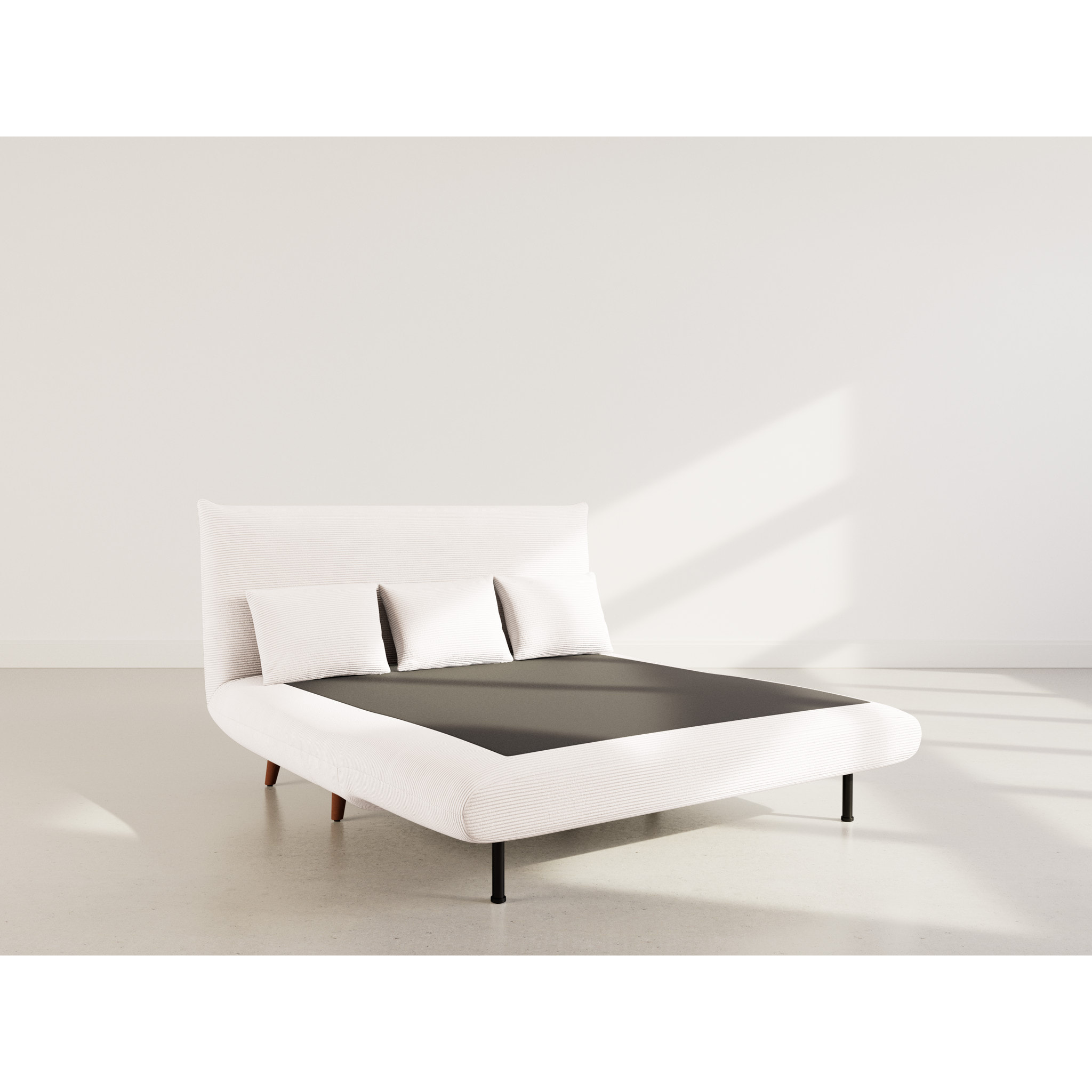 Lumi - Banquette convertible clic-clac 2 places en velours côtelé - Beige