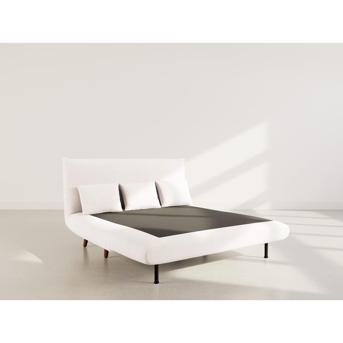 Lumi - Banquette convertible clic-clac 2 places en velours côtelé - Beige