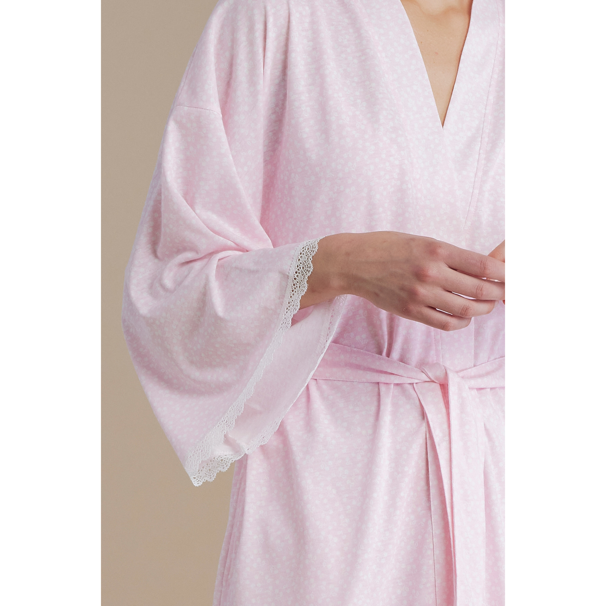 Vestaglia donna in cotone con manica 3/4 e cintura in vita articolo cherry bloom Noidinotte