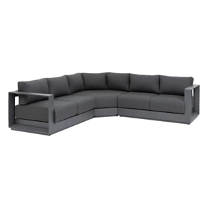 Salon d'angle de jardin "Allure" graphite 5 places en aluminium et polyester