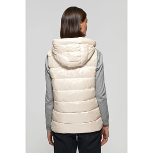 Gilet beige metallizzato con cappuccio e logo Polo Club