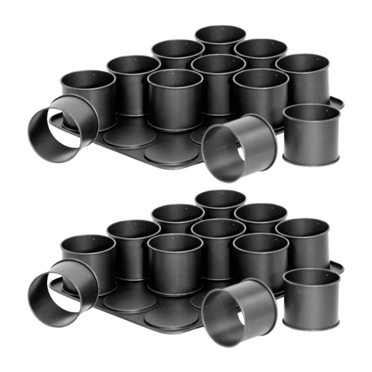 Ensemble de 2 Plaques pâtisserie 12 mini Moules ronds amovibles 38 x 30 cm Zenker Black Metallic