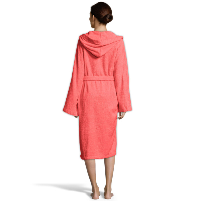 Bassetti Morbido Accappatoio 360 gr con Cappuccio 100% Cotone Uomo Donna Spugna Taglie Forti - ITALY Designed - Collezione VIVIAN - CORALLO R7