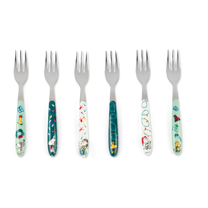 Set 6 forchette da dolce Excelsa – Peanuts Shiny And Bright, Acciaio inox Multicolore