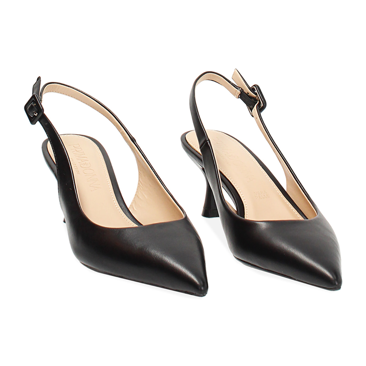 Décolleté slingback donna nere, tacco 6 cm