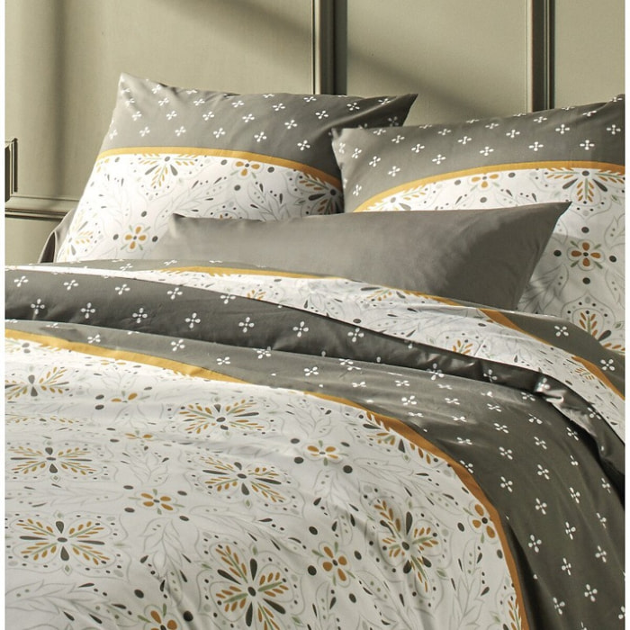 Parure Housse De Couette 3pcs Coton Percale Tily Havane