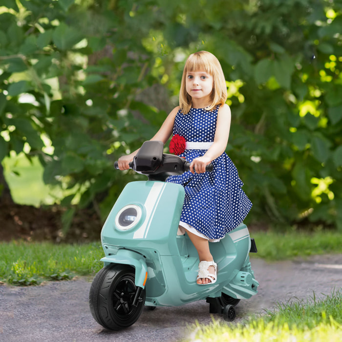Scooter électrique enfant - moto enfant 6V 25W 2 vitesses 1,5-3 Km/h - effets sonores lumineux - vert
