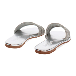 Sandalias planas plata con pedrería