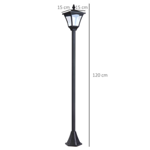 Conjunto de 2 Farolas Solares Luces de Solar para Jardín con Paneles Solares Luces LED Inteligentes y Protección al Ambiente para Terraza Patio 15x15x120 cm Negro