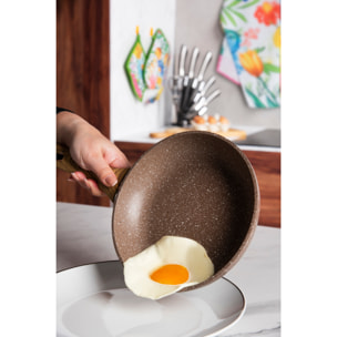 Padella 28 cm Excelsa – Wood & Stone, Alluminio Beige