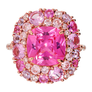 Anello Cocktail in Argento 925 con Pavé Misto di Cubic Zirconia Rosa Effetto Degradé