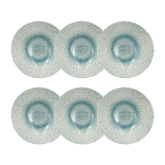 Lot de 6 coupelles en porcelaine blanche et bleue 15cm AQUA