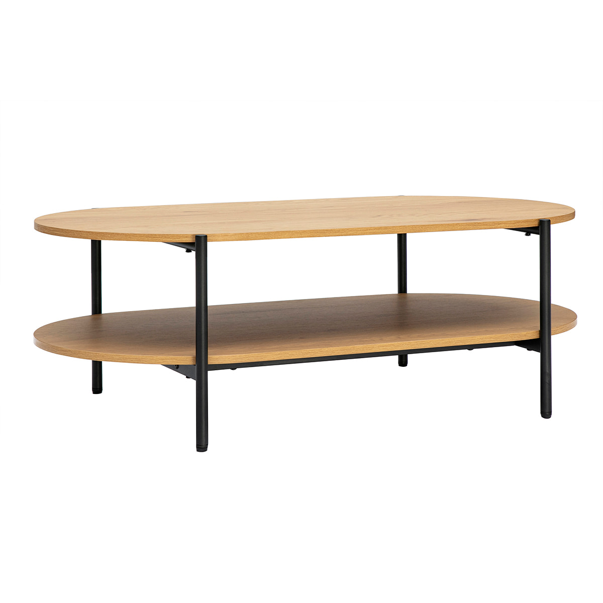Table basse ovale finition bois clair chêne et métal L115 cm BRUNA