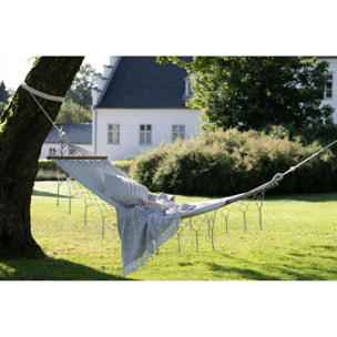 Edessa - Amaca in cotone e poliestere bianco naturale con stecca in larice 80x200 cm