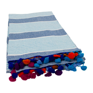 Telo Mare Fouta Modello Multicolor Con Pon Pon