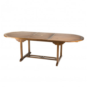 HANNA - Table de jardin 8/10 personnes - table ovale extensible 180/240x100cm en bois teck huilé