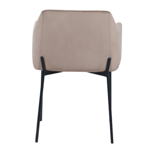 Fauteuil beige en velours et pieds en métal noir - Glam