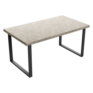 Tavolo da pranzo in legno e metallo con piedi squared neri 160x90 cm Grigio Testurizzato