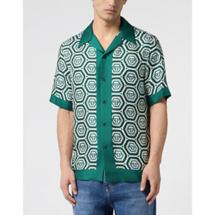 PHILIPP PLEIN Silk Bowling Shirt Monogram 70's