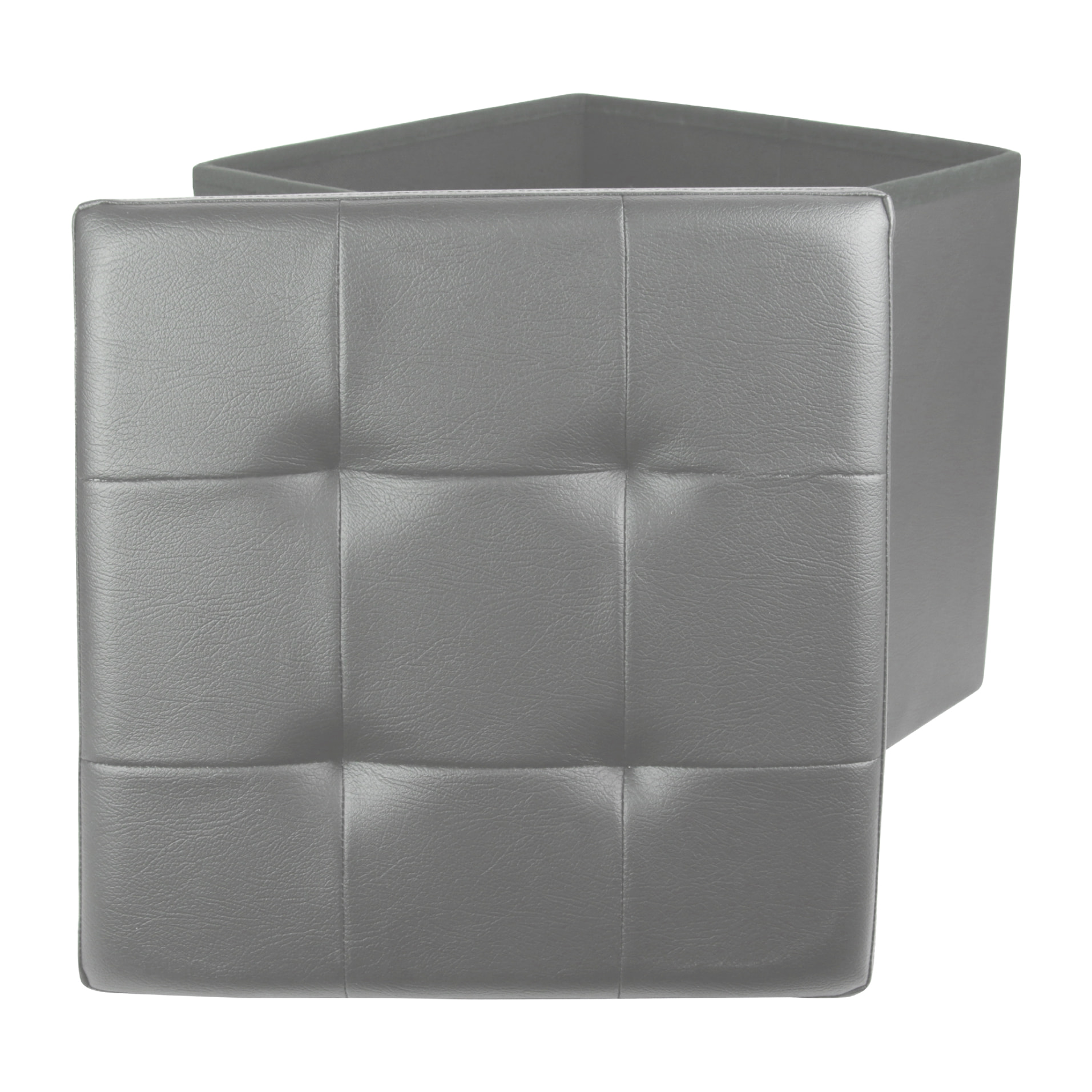 Coffre Pouf Pliable Pu Gris