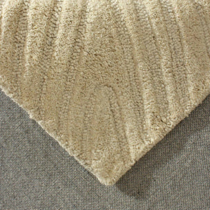 Tapis Salon 160 x 230 cm Beige, Laine chaleureuse, VYTA, motif abstrait en relief, design graphique