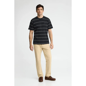 Camiseta de rayas azul marino y amarillo claro con parche Polo Club